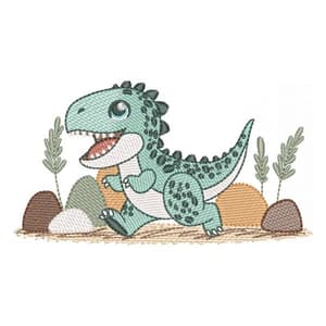 Matriz de bordado Dinossauro Cute (Pontos Leves)
