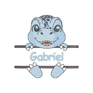 Matriz de bordado Dinossauro Cute com Nome (Pontos Leves)