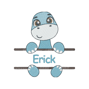 Matriz de bordado Dinossauro Cute com Nome (Pontos Leves)