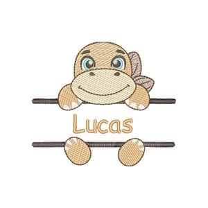 Matriz de bordado Dinossauro Cute com Nome (Pontos Leves)