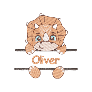 Matriz de bordado Dinossauro Cute com Nome (Pontos Leves)