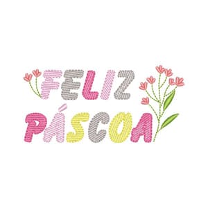 Matriz de bordado Feliz Páscoa (Pontos Leves)