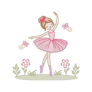 Matriz de bordado Bailarina no Jardim (Pontos Leves)