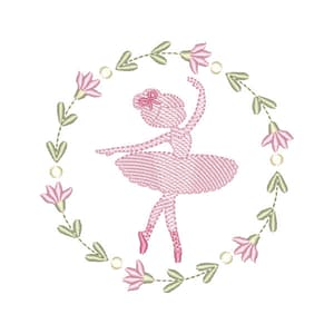 Matriz de bordado Bailarina Silhueta na Moldura (Pontos Leves)