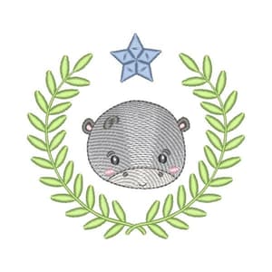 Cute Hippo Frame (Quick Stitch) Embroidery Design