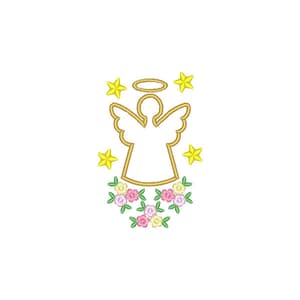 Matriz de bordado Anjo da Guarda em contorno e floral