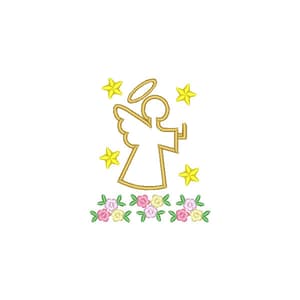 Matriz de bordado Anjo da Guarda em contorno e floral