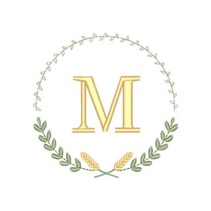 Matriz de bordado Moldura com Inicial (Pontos Leves)