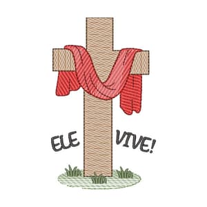 Matriz de bordado Cruz Ele Vive (Pontos Leves)