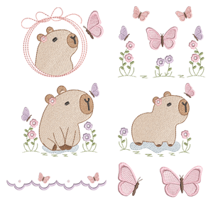 Capybara in the Garden (Quick Stitch) Design Pack