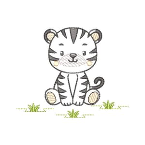 Contour Little Tiger (Quick Stitch) Embroidery Design