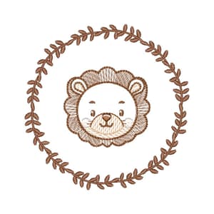 Matriz de bordado Moldura Raminho  Leãozinho (Pontos Leves)