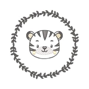 Tiger Sprig Frame (Quick Stitch) Embroidery Design
