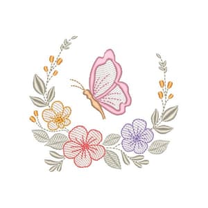 Moldura Floral com Borboleta (Pontos Leves)
