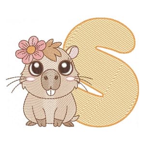 Letra S com Bebê Capivara (Pontos Leves)