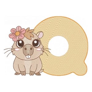 Letra Q com Bebê Capivara (Pontos Leves)