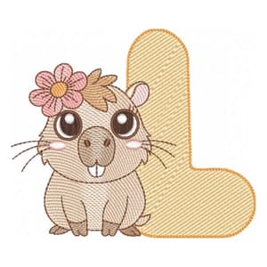 Letra L com Bebê Capivara (Pontos Leves)