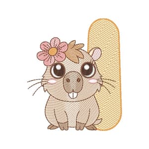 Letra I com Bebê Capivara (Pontos Leves)