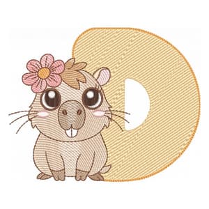 Letra D com Bebê Capivara (Pontos Leves)