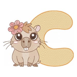 Letra C com Bebê Capivara (Pontos Leves)