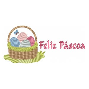 Matriz de bordado Moldura Feliz Páscoa (Pontos Leves)