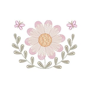 Flor Delicada com Borboletas (Pontos Leves)