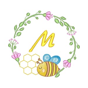 Matriz de bordado Abelha Moldura Inicial