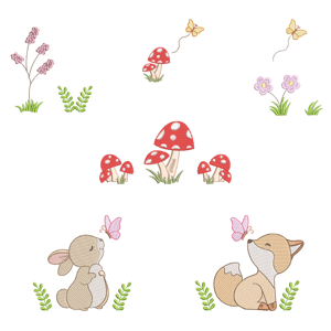 Rabbit and Fox in the Garden (Quick Stitch) Design Pack