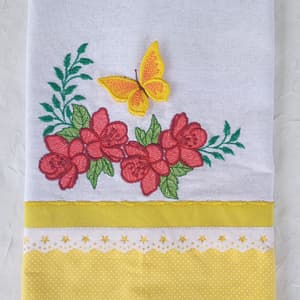 Matriz de bordado Flores com Borboleta 3D (Aplique e Pontos Leves)