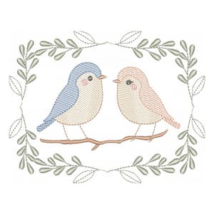 Casal de Pássaros na Moldura (Pontos Leves)