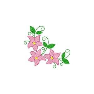 Floral corner branch of flowers Embroidery Design