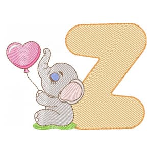 Letra Z com Bebê Elefante (Pontos Leves)