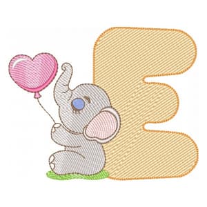 Letra E com Bebê Elefante (Pontos Leves)