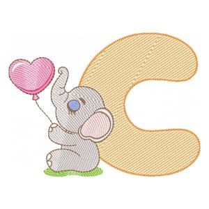 Letra C com Bebê Elefante (Pontos Leves)