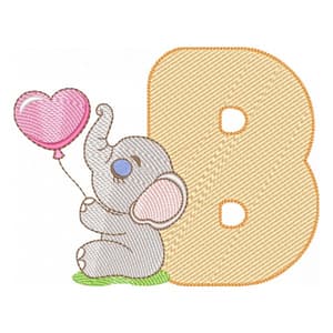 Letra B com Bebê Elefante (Pontos Leves)