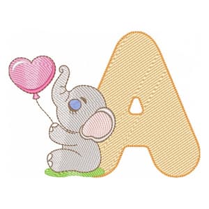 Letra A com Bebê Elefante (Pontos Leves)