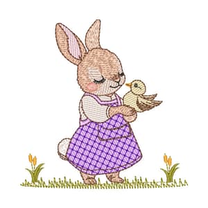Matriz de bordado Coelhinha com Patinho (Pontos Leves)