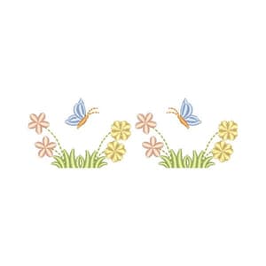 Matriz de bordado Barrado Floral Borboleta