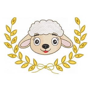 Matriz de bordado Rosto da Ovelha Com Ramos (Pontos Leves)