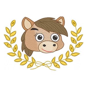 Matriz de bordado Rosto do Cavalinho Com Ramos (Pontos Leves)