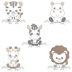 Pacote de Matrizes Safari Baby em Contorno (Pontos Leves)
