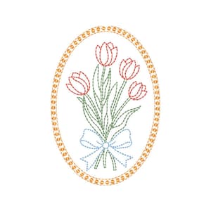 Matriz de bordado Tulipa moldura