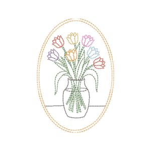 Matriz de bordado Tulipa_vaso