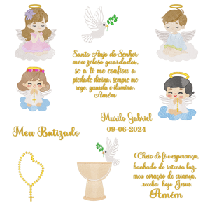 Pacote de Matrizes Anjinhos Meu Batizado (Pontos Leves)