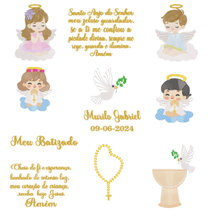 Pacote de Matrizes Anjinhos Meu Batizado (Pontos Leves)