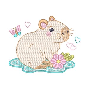 Matriz de bordado Capivara no Lago (Pontos Leves)
