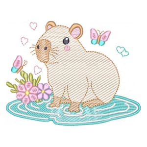 Matriz de bordado Capivara no Lago (Pontos Leves)