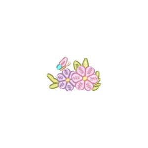 Matriz de bordado Floral com Borboleta (Pontos Leves)
