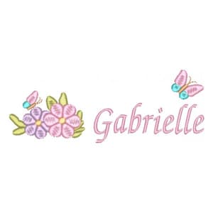 Matriz de bordado Nome com flores e borboletas