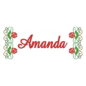 Matriz de bordado Floral ponto corrido com rosas e nome